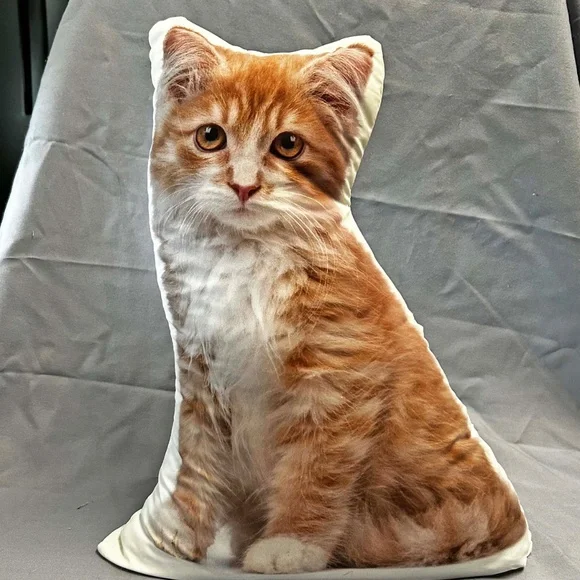 DOOR STOP, CAT ON BOTH SIDES, 15 X 12 ½ x 4 INCHES, ORANGE & WHITE FULL COLOUR, - Picture 2 of 6